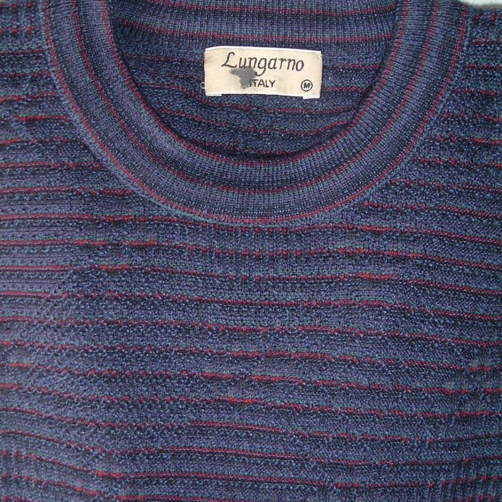 Lungarno blue red stripe crewneck sweater Italy M